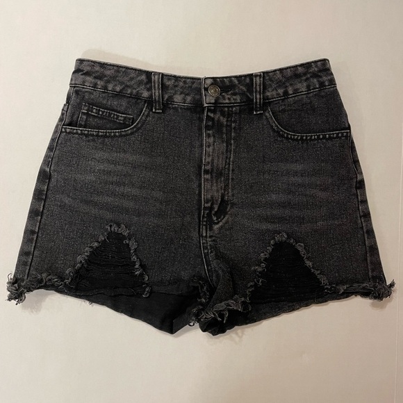 SHEIN black distressed denim jean shorts size small - Picture 1 of 4